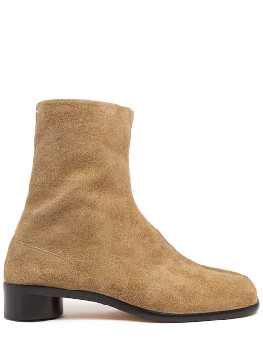 Maison Margiela: 30mm Tabi suede ankle boots - men_0 | Luisa Via Roma