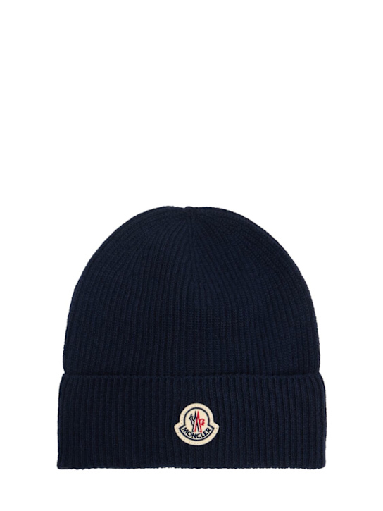 Moncler: Logo wool & cashmere beanie - men_0 | Luisa Via Roma