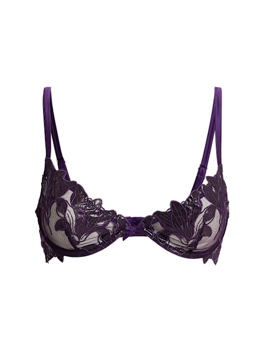 Fleur Du Mal: Lily embroidery underwired demi bra - Purple - women_0 | Luisa Via Roma