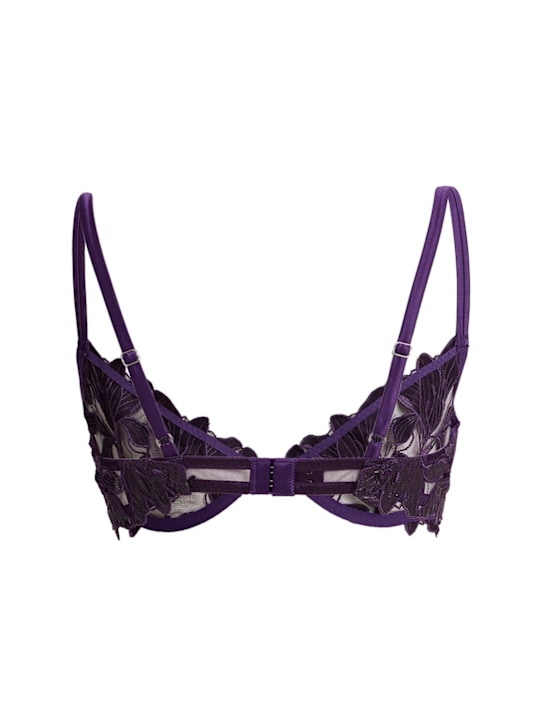 Fleur Du Mal: Lily embroidery underwired demi bra - Purple - women_1 | Luisa Via Roma