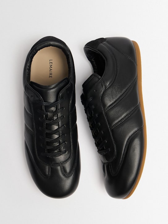 Lemaire: Soft leather runner sneakers - Black - men_1 | Luisa Via Roma