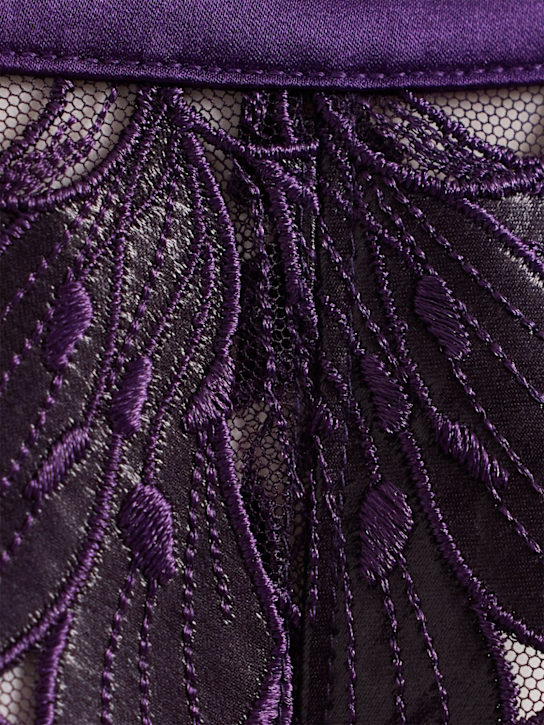 Fleur Du Mal: Lily embroidery garter - パープル - women_1 | Luisa Via Roma
