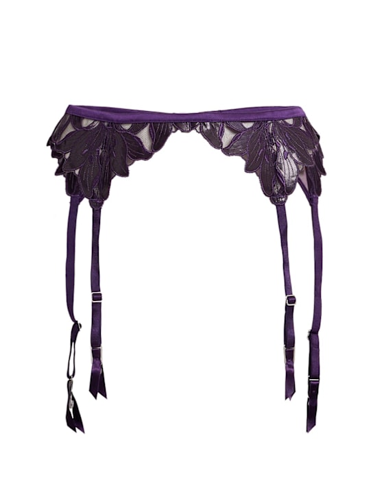 Fleur Du Mal: Lily embroidery garter - パープル - women_0 | Luisa Via Roma