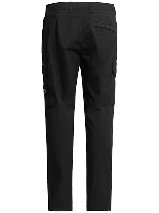 Stone Island: Stretch cotton twill pants - Black - men_1 | Luisa Via Roma