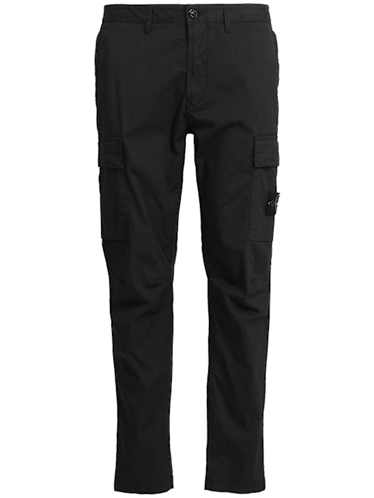 Stone Island: Stretch cotton twill pants - Black - men_0 | Luisa Via Roma