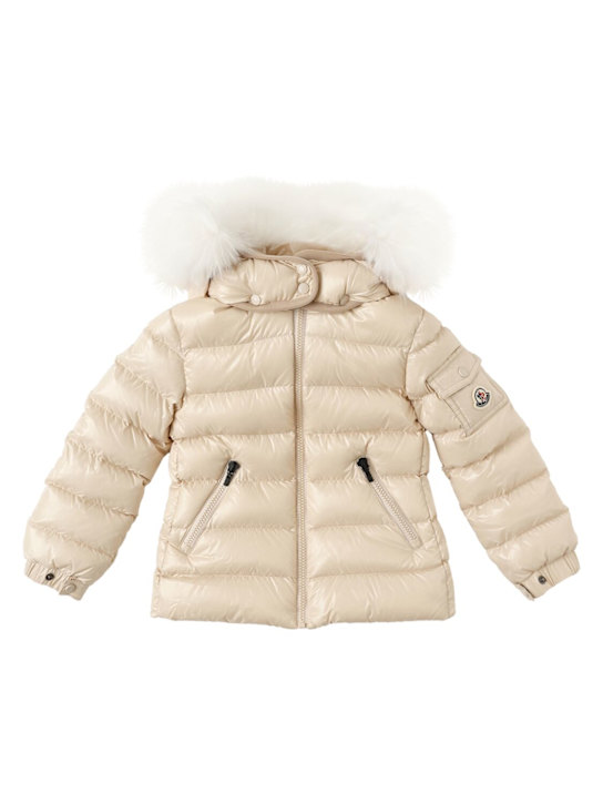 Moncler: Badyf nylon down jacket - ライトベージュ - kids-girls_0 | Luisa Via Roma