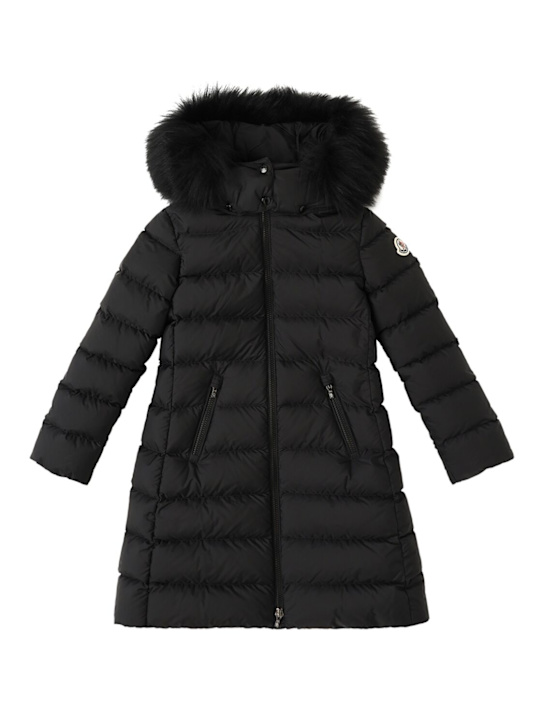 Moncler: Piumino lungo Abelle in nylon - Nero - kids-girls_0 | Luisa Via Roma
