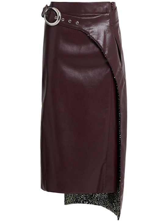 Rabanne: Midi skirt w/ buckle belt - Burgundy - women_0 | Luisa Via Roma
