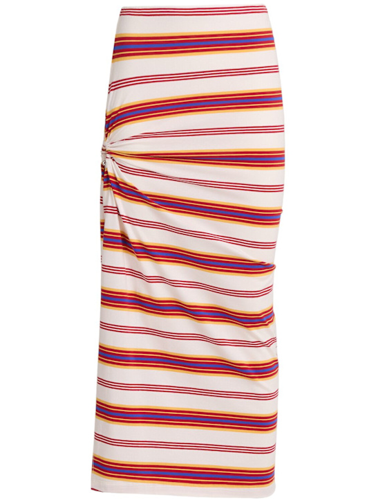 Rabanne: Striped jersey midi skirt - women_0 | Luisa Via Roma