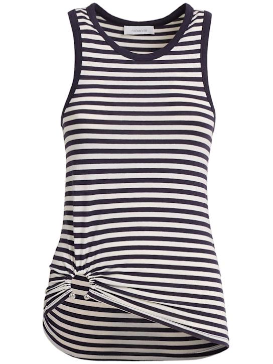 Rabanne: Striped jersey tank top - ホワイト/ネイビー - women_0 | Luisa Via Roma