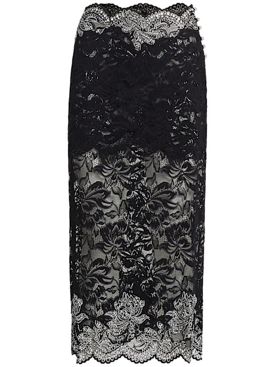 Rabanne: Scalloped midi skirt - Black - women_0 | Luisa Via Roma