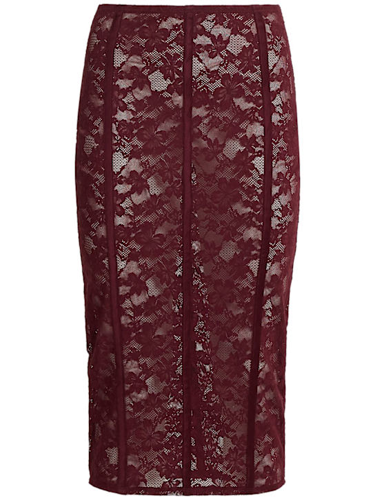Fleur Du Mal: Le Stretch lace pencil midi skirt - women_0 | Luisa Via Roma