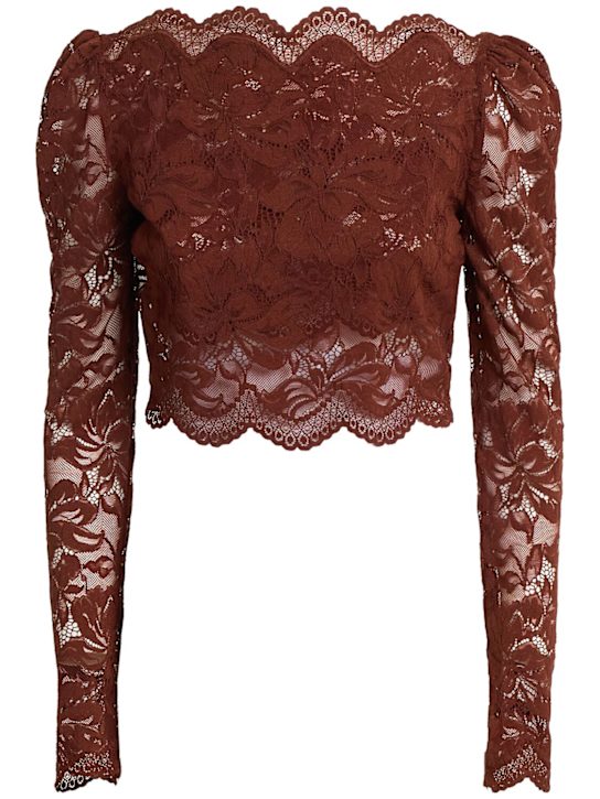 Rabanne: Scalloped long sleeve top - ブラウン - women_0 | Luisa Via Roma