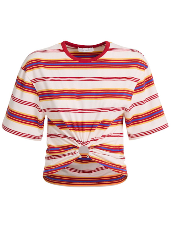 Rabanne: Striped jersey t-shirt - women_0 | Luisa Via Roma
