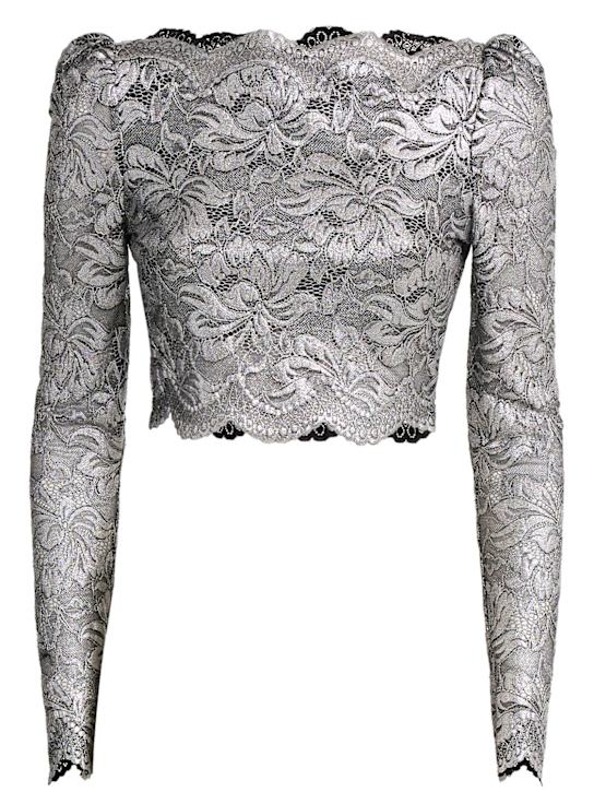 Rabanne: Cropped stretch lace top - women_0 | Luisa Via Roma