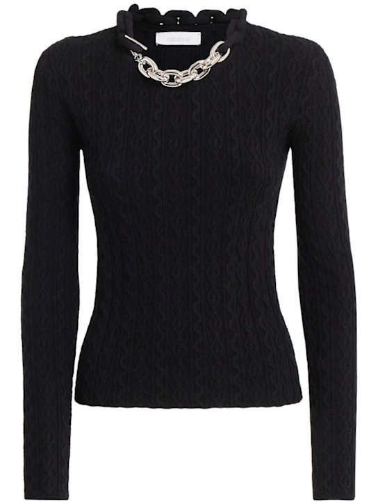 Rabanne: Wool & cashmere sweater w/chain - women_0 | Luisa Via Roma