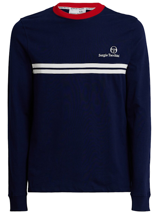 Sergio Tacchini: New Supermac l/s cotton t-shirt - Red/White/Blue - men_0 | Luisa Via Roma