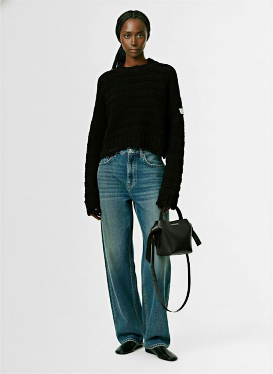 MM6 Maison Margiela: Distressed wool blend sweater - women_1 | Luisa Via Roma