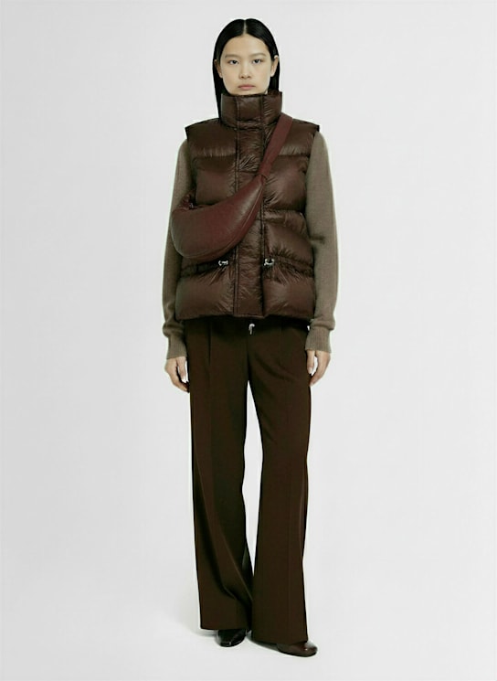 Sacai: Piumino smanicato in nylon - Marrone - women_1 | Luisa Via Roma
