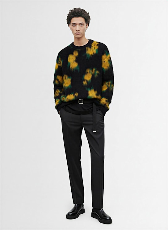 Jil Sander: Floral mohair & silk knit sweater - Firefly - men_1 | Luisa Via Roma
