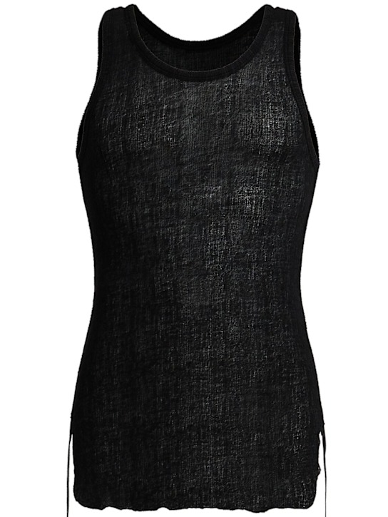 Ann Demeulemeester: Boris wrinkled crop tank top - Black - men_0 | Luisa Via Roma