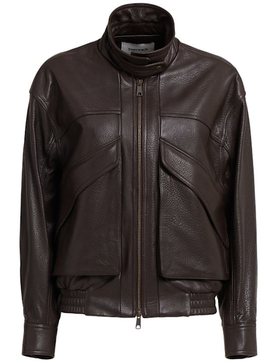 Tonywack: Leather bomber jacket - women_0 | Luisa Via Roma