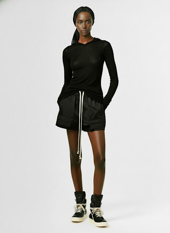 Rick Owens: Fog cupro twill shorts - Black - women_1 | Luisa Via Roma