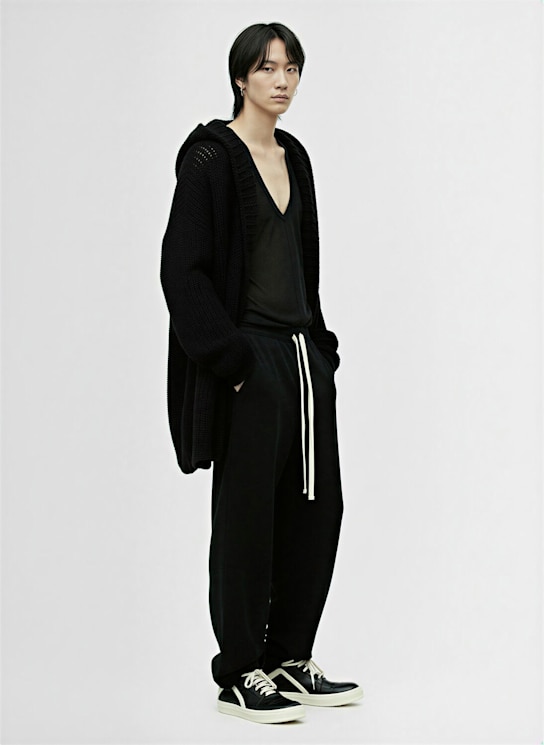 Rick Owens: Dietrich drawstring cotton pants - Black - men_1 | Luisa Via Roma