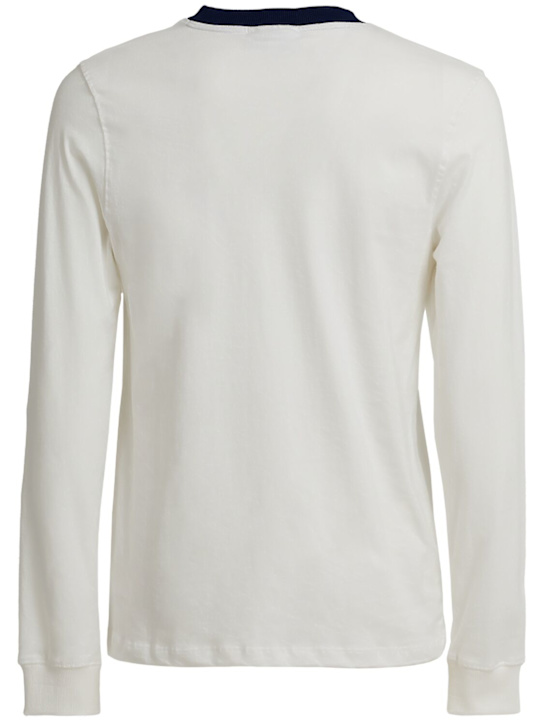Sergio Tacchini: New Supermac l/s cotton t-shirt - レッド/ホワイト/ブルー - men_1 | Luisa Via Roma