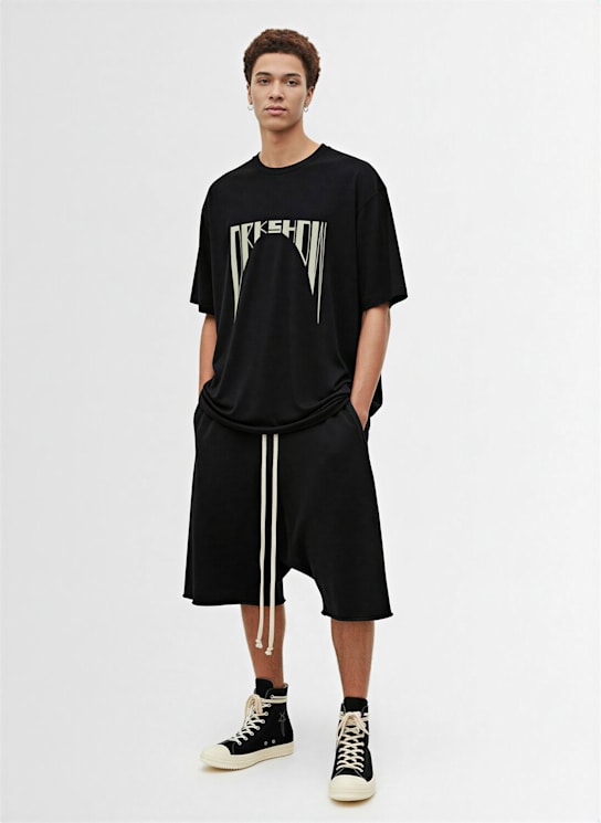 Rick Owens DRKSHDW: Pods cotton blend drawstring shorts - Black - men_1 | Luisa Via Roma