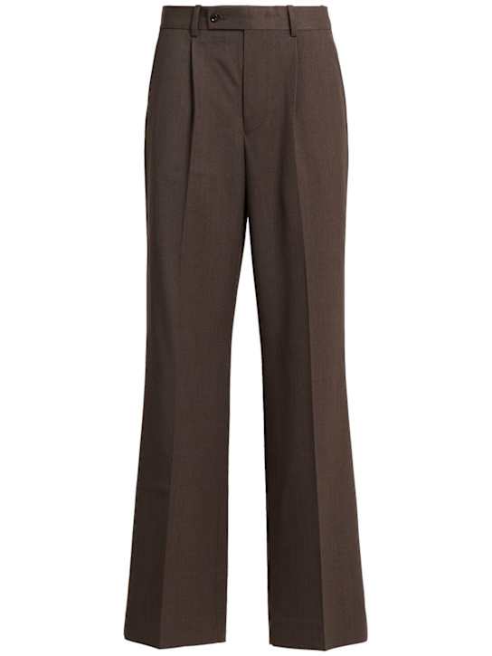 Tonywack: Pleated wool blend wide-leg pants - Brown - women_0 | Luisa Via Roma