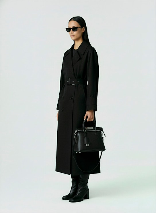 MM6 Maison Margiela: Cotton denim trench coat - Black - women_1 | Luisa Via Roma