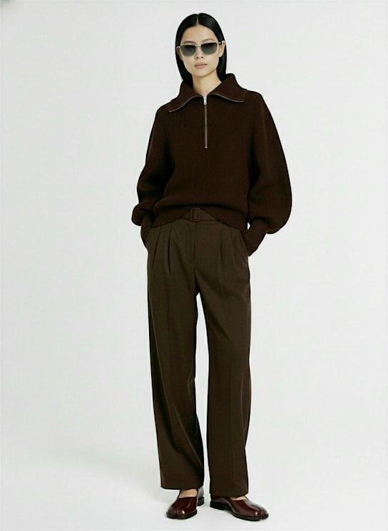 Lemaire: Suéter de lana con cremallera - Morado - women_1 | Luisa Via Roma