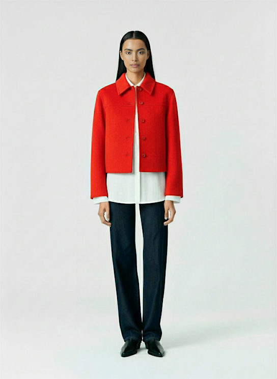 Jil Sander: Cropped boxy wool jacket - Strawberry - women_1 | Luisa Via Roma