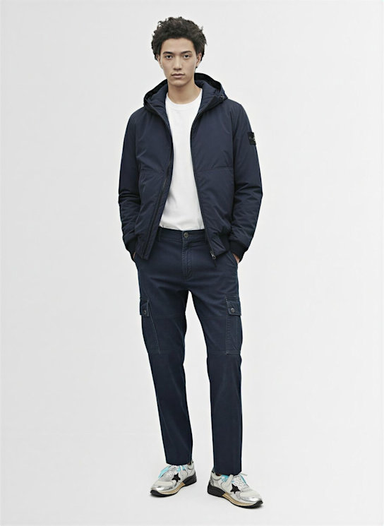 Stone Island: Nylon bomber jacket - ネイビー - men_1 | Luisa Via Roma