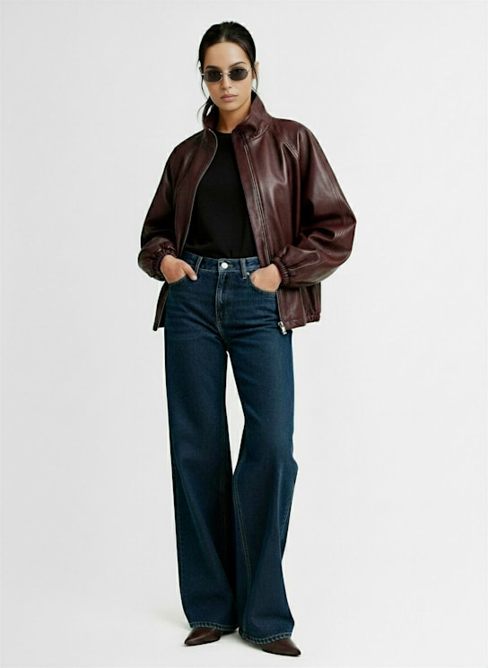 Magda Butrym: Leather bomber jacket - Burgundy - women_1 | Luisa Via Roma