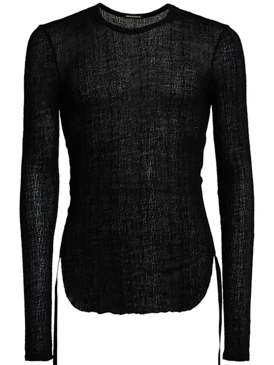Ann Demeulemeester: Brando wrinkled crop long sleeve top - men_0 | Luisa Via Roma