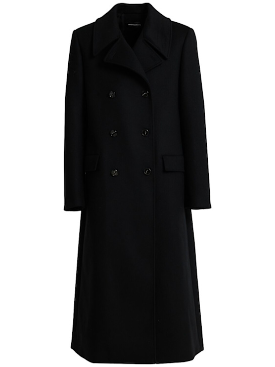 Ann Demeulemeester: Miles long double breast wool blend coat - Black - men_0 | Luisa Via Roma