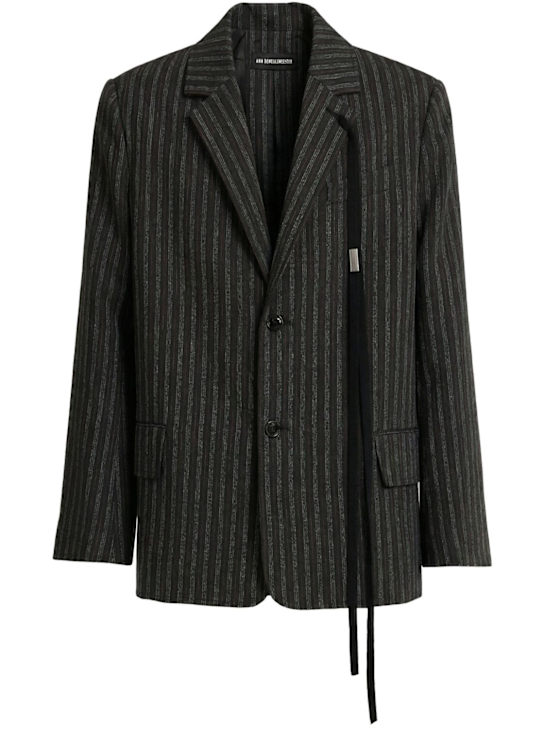 Ann Demeulemeester: Aksel tailored wool blend blazer - Black/Red - men_0 | Luisa Via Roma