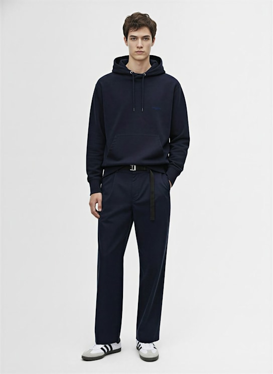 Stone Island: Brushed cotton sweatshirt hoodie - Navy - men_1 | Luisa Via Roma