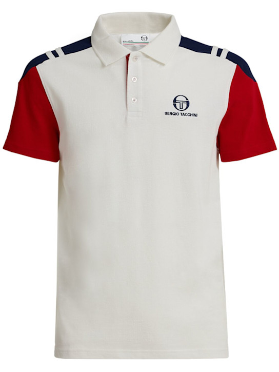 Sergio Tacchini: Drive logo cotton polo - White/Red - men_0 | Luisa Via Roma
