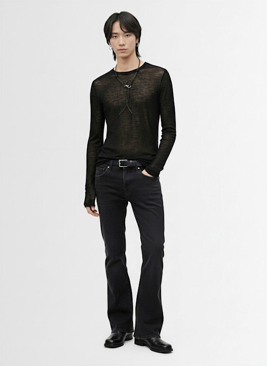 Tonywack: Sheer wool rib knit top - Black - men_1 | Luisa Via Roma