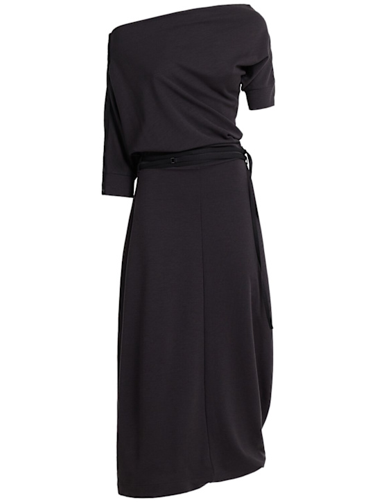 Lemaire: Twisted hem wool blend midi dress - グレー - women_0 | Luisa Via Roma