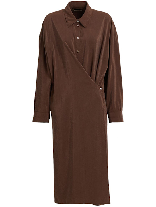 Lemaire: Twisted silk blend midi dress - ブラウン - women_0 | Luisa Via Roma