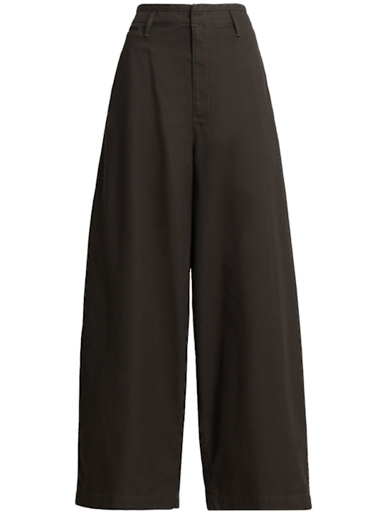Lemaire: Large cotton chino pants - ブラウン - women_0 | Luisa Via Roma
