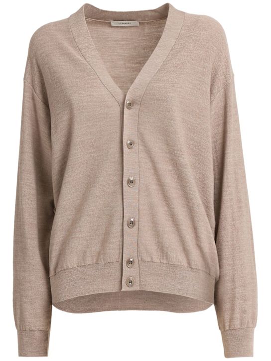 Lemaire: Twisted wool blend relaxed cardigan - Grey - women_0 | Luisa Via Roma