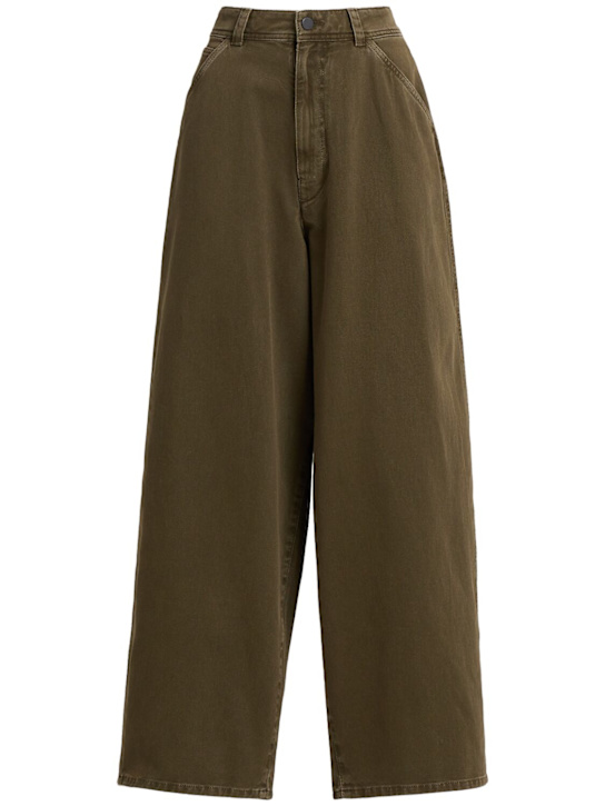 Lemaire: Large cotton pants - グリーン - women_0 | Luisa Via Roma