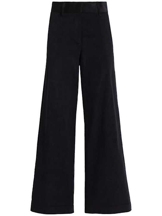 Annagreta: Pantalon en velours de coton Tea - Noir - women_0 | Luisa Via Roma
