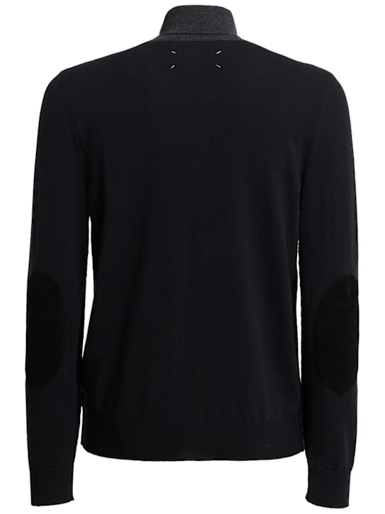 Maison Margiela: Wool knit turtleneck sweater - Grey/Black - men_1 | Luisa Via Roma