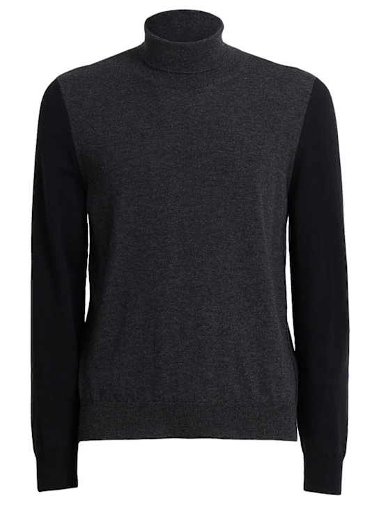 Maison Margiela: Wool knit turtleneck sweater - Grey/Black - men_0 | Luisa Via Roma